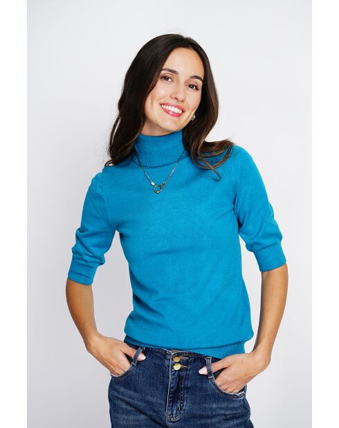 Twin-set en Cachemire mélangé col roulé turquoise