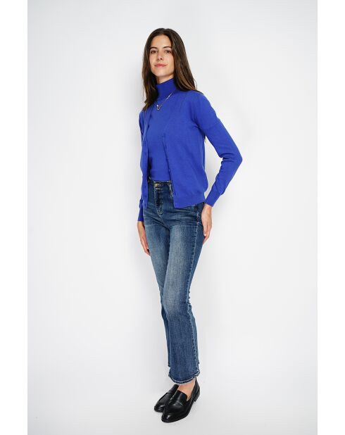 Twin-set en Cachemire & Soie mélangés col V classique 2 fils bleu royal