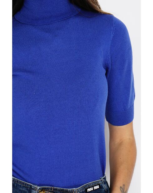 Twin-set en Cachemire & Soie mélangés col V classique 2 fils bleu royal