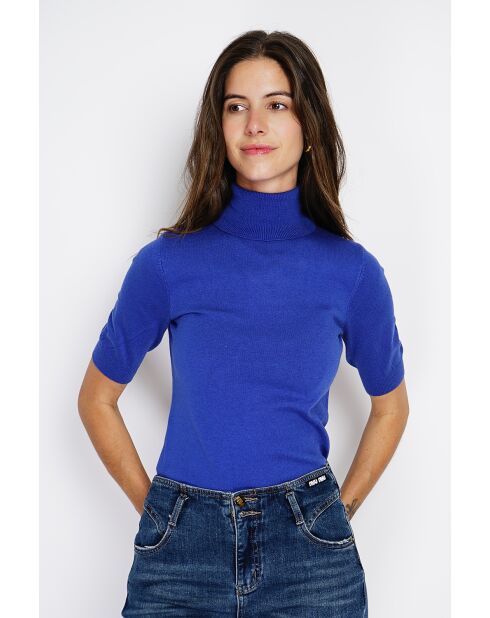 Twin-set en Cachemire & Soie mélangés col V classique 2 fils bleu royal