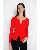 Cardigan en Cachemire & Soie mélangés ras du cou rouge