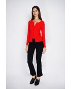 Cardigan en Cachemire & Soie mélangés ras du cou rouge