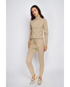 Ensemble Pull col roulé & Pantalon en Cachemire mélangé camel