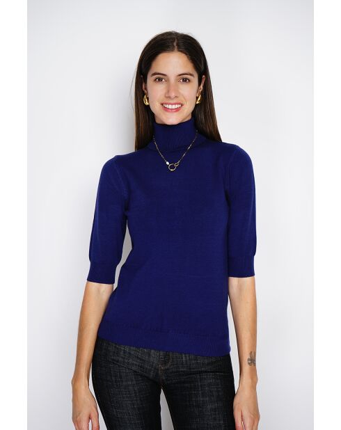 Twin-set en Cachemire mélangé col roulé bleu nuit