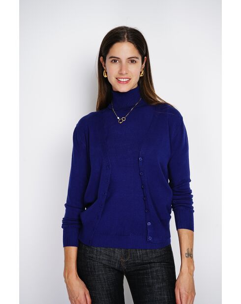 Twin-set en Cachemire mélangé col roulé bleu nuit