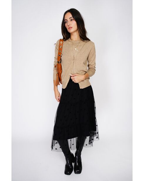 Twin-set en Cachemire mélangé ras de cou camel