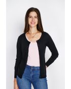 Cardigan en Cachemire & Soie mélangés ras du cou noir