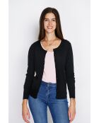 Cardigan en Cachemire & Soie mélangés ras du cou noir