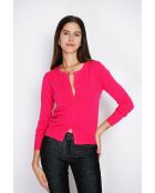 Cardigan en Cachemire mélangé ras de cou fushia