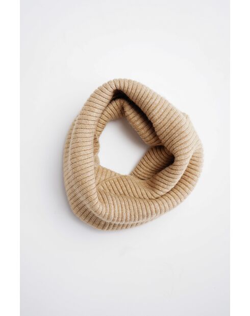 Gargantilla de mezcla de cachemir acanalada en camel