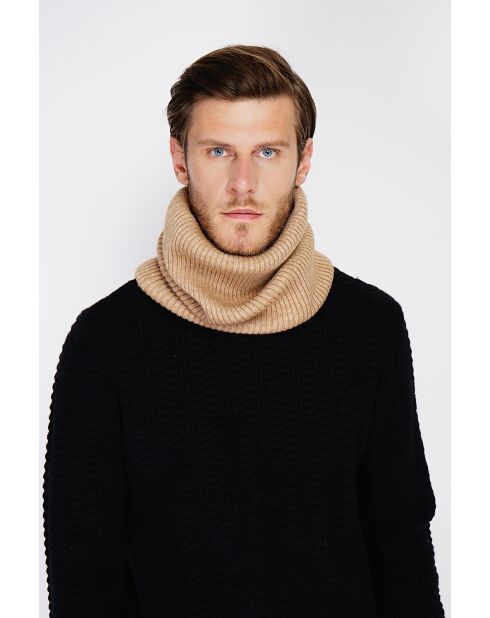 Gargantilla de mezcla de cachemir acanalada en camel