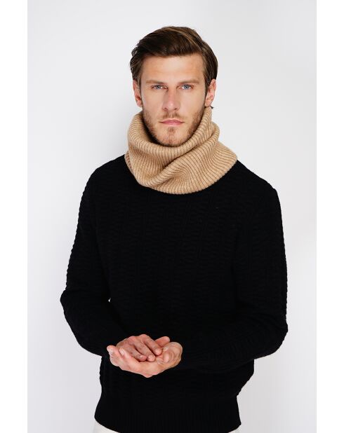 Gargantilla de mezcla de cachemir acanalada en camel