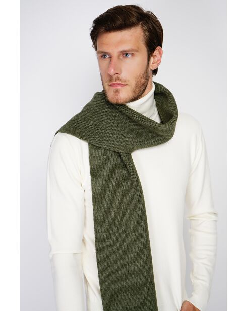 Bufanda acanalada caqui en mezcla de cachemir - 170x30 cm