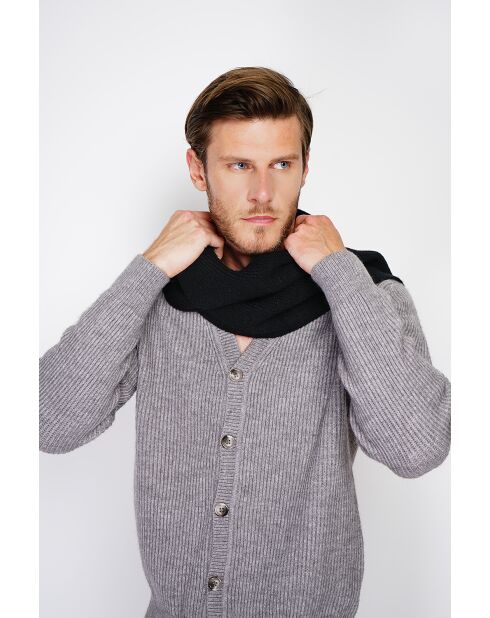 Bufanda negra acanalada en mezcla de cachemir - 170x30 cm