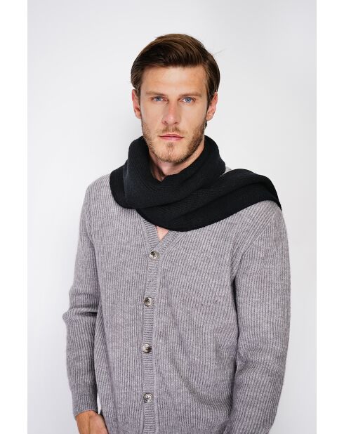 Bufanda negra acanalada en mezcla de cachemir - 170x30 cm