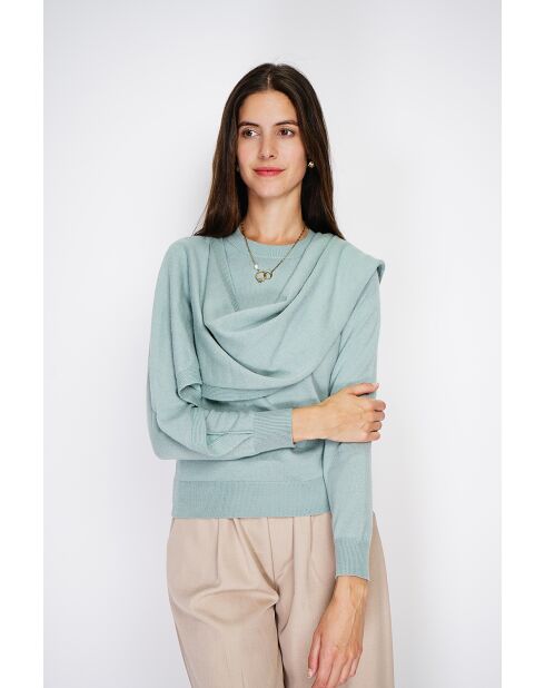 Pull en Cachemire & Soie mélangés col ras du cou jade