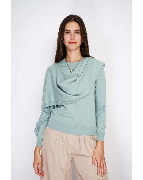 Pull en Cachemire & Soie mélangés col ras du cou jade