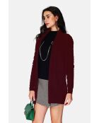 Gilet long en Cachemire mélangé col châle bordeaux