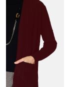 Gilet long en Cachemire mélangé col châle bordeaux