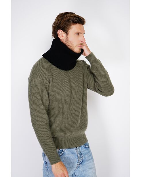 Gargantilla negra acanalada en mezcla de cachemir