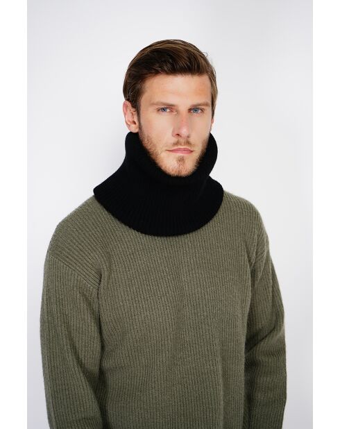 Gargantilla negra acanalada en mezcla de cachemir