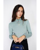 Pull en Cachemire & Soie mélangés col montant jade