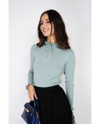 Pull en Cachemire & Soie mélangés col montant jade