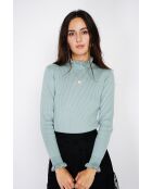 Pull en Cachemire & Soie mélangés col montant jade