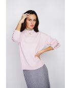 Pull en Cachemire & Soie mélangés col roulé rose