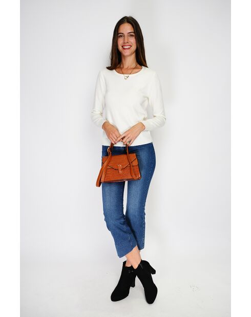 Pull en Cachemire & Soie mélangés col rond classique 2 fils naturel