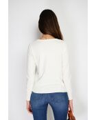 Pull en Cachemire & Soie mélangés col rond classique 2 fils naturel