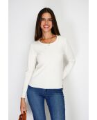 Pull en Cachemire & Soie mélangés col rond classique 2 fils naturel