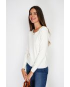 Pull en Cachemire & Soie mélangés col rond classique 2 fils naturel