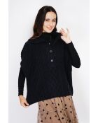 Pull large à capuche en Cachemire mélangé noir