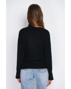 Pull en Cachemire mélangé col montant boutons dorés noir