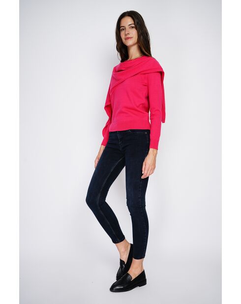 Pull en Cachemire & Soie mélangés col ras du cou fushia