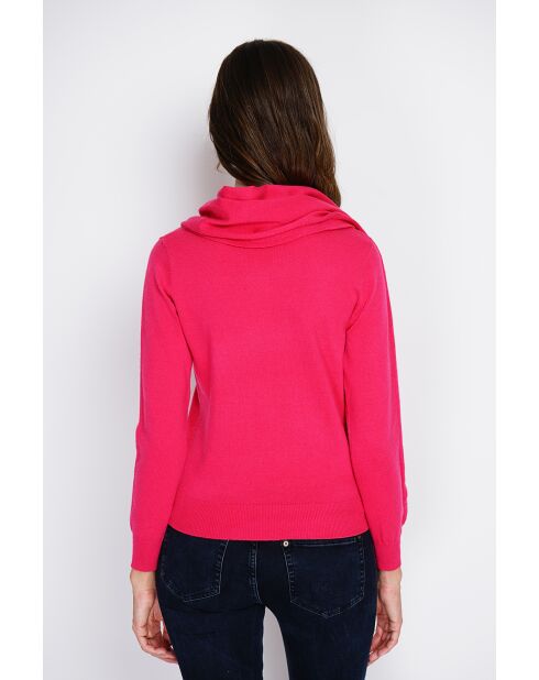 Pull en Cachemire & Soie mélangés col ras du cou fushia