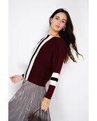 Pull en Cachemire mélangé ras du cou bordeaux