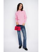 Maglione rosa a collo alto in misto cashmere e seta con bottoni