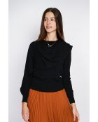 Pull en Cachemire & Soie mélangés col ras du cou noir