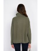 Pull poncho en Cachemire mélangé col montant fantaisie kaki