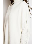 Pull poncho en Cachemire & Soie mélangé col V tricotage fantaisie naturel