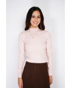 Pull en Cachemire mélangé col montant rose