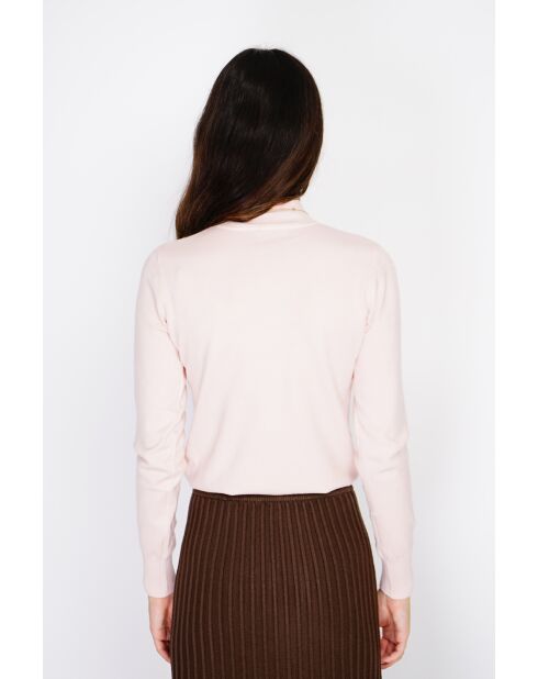 Pull en Cachemire mélangé col montant rose