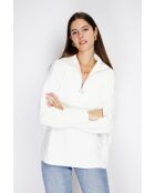 Pull poncho en Cachemire mélangé col montant fantaisie naturel