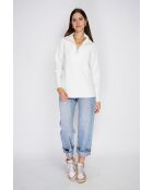 Pull poncho en Cachemire mélangé col montant fantaisie naturel