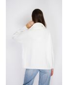 Pull poncho en Cachemire mélangé col montant fantaisie naturel