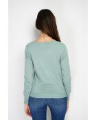 Pull en Cachemire & Soie mélangés col rond classique 2 fils jade