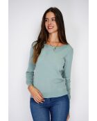 Pull en Cachemire & Soie mélangés col rond classique 2 fils jade