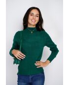 Pull en Cachemire mélangé col montant vert amazone